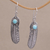 Turquoise dangle earrings, 'Turquoise Transcendence' - Turquoise and 925 Silver Feather Dangle Earrings from Bali thumbail