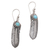 Turquoise dangle earrings, 'Turquoise Transcendence' - Turquoise and 925 Silver Feather Dangle Earrings from Bali (image 2a) thumbail