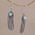 Turquoise dangle earrings, 'Turquoise Transcendence' - Turquoise and 925 Silver Feather Dangle Earrings from Bali (image 2b) thumbail