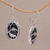 Onyx dangle earrings, 'Avian Curiosity' - Onyx and 925 Silver Bird-Themed Dangle Earrings from Bali
