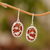 Carnelian dangle earrings, 'Avian Curiosity' - Carnelian and 925 Silver Bird Dangle Earrings from Bali thumbail
