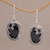 Onyx dangle earrings, 'Dreamy Forest' - Onyx and Sterling Silver Floral Dangle Earrings from Bali (image 2) thumbail