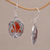 Carnelian dangle earrings, 'Floral Plains' - Carnelian and 925 Silver Floral Dangle Earrings from Bali (image 2b) thumbail