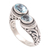 anillo cruzado de topacio azul - Anillo envolvente de topacio azul elaborado en plata de ley en Bali