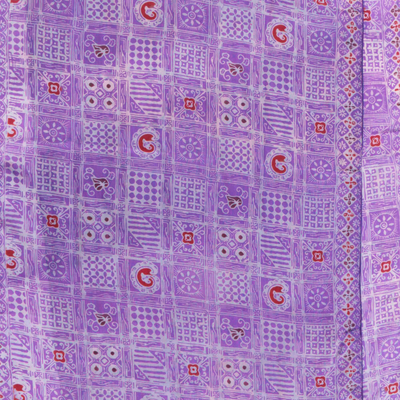 chal de seda batik - Mantón de seda batik con flecos en iris hecho a mano de Bali