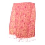 Silk batik shawl, 'Ceplok Temple Fuchsia' - Pink Hand Dyed Batik Silk Shawl with Ceplok Motif from Java