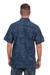 Men's cotton batik shirt, 'Pixel Play' - Men's 100% Cotton Navy Short Sleeve Batik Shirt (image 2d) thumbail