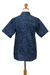 Men's cotton batik shirt, 'Pixel Play' - Men's 100% Cotton Navy Short Sleeve Batik Shirt (image 2g) thumbail