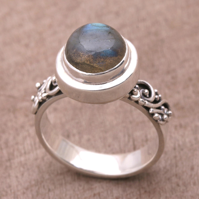 Labradorite cocktail ring, 'Magnificent Forest' - Labradorite and Sterling Silver Cocktail Ring from Bali