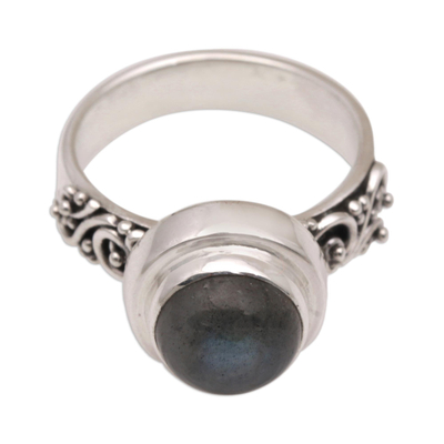 Labradorite cocktail ring, 'Magnificent Forest' - Labradorite and Sterling Silver Cocktail Ring from Bali