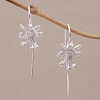 Sterling silver drop earrings, 'Clover Blooms' - Sterling Silver Floral Drop Earrings from Bali