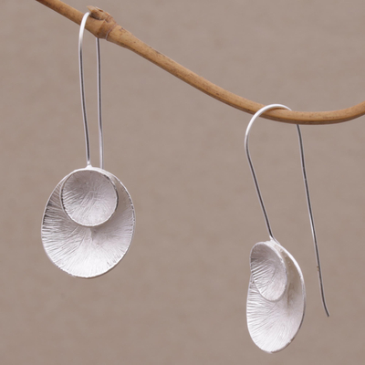 Sterling silver drop earrings, 'Modern Majesty' - Sterling Silver Modern Drop Earrings from Bali