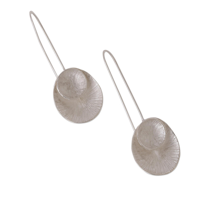 Sterling silver drop earrings, 'Modern Majesty' - Sterling Silver Modern Drop Earrings from Bali