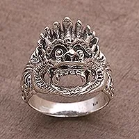 Anillo de plata de ley, 'Bhoma' - Anillo de banda hindú cultural de plata de ley de Bali