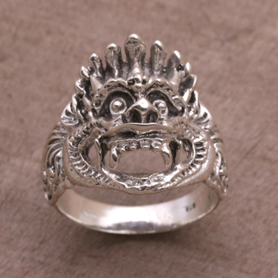 Ring aus Sterlingsilber, „Bhoma“ – kultureller Hindu-Bandring aus Sterlingsilber aus Bali