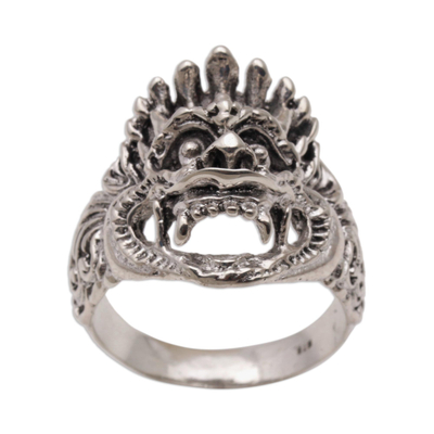 Sterling silver ring, 'Bhoma' - Sterling Silver Cultural Hindu Band Ring from Bali