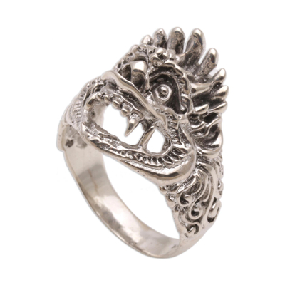 Ring aus Sterlingsilber, „Bhoma“ – kultureller Hindu-Bandring aus Sterlingsilber aus Bali