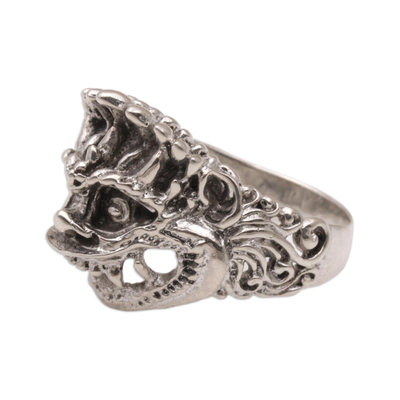 Sterling silver ring, 'Bhoma' - Sterling Silver Cultural Hindu Band Ring from Bali