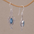 London blue topaz dangle earrings, 'Temple Eyes' - London Blue Topaz and Sterling Silver Dangle Earrings (image 2b) thumbail