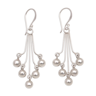 Sterling silver dangle earrings, 'Chandelier Baubles' - Sterling Silver Bauble Dangle Earrings from Bali