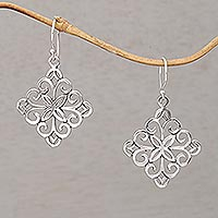 Sterling silver dangle earrings, 'Vine Wall' - Sterling Silver Spiral Motif Dangle Earrings from Bali