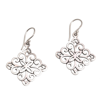 Sterling silver dangle earrings, 'Vine Wall' - Sterling Silver Spiral Motif Dangle Earrings from Bali