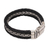 Men's leather accent sterling silver wristband bracelet, 'Bold Weave' - Men's Leather and Sterling Silver Wristband Bracelet (image 2e) thumbail