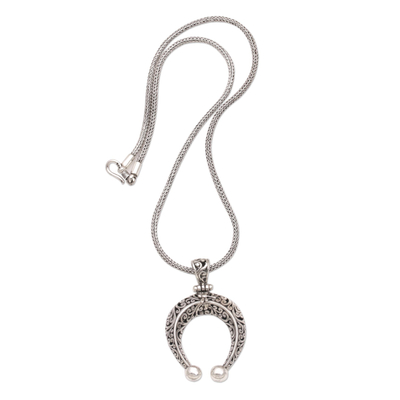 Sterling Silver Horseshoe-Shaped Pendant Necklace from Bali