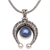 Cultured pearl pendant necklace, 'Lucky Vines' - Sterling Silver and Cultured Pearl Necklace from Bali (image 2f) thumbail