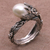 Cultured pearl cocktail ring, 'Moonlight Stalk' - Cultured Pearl and Sterling Silver Cocktail Ring from Bali (image 2) thumbail