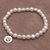Cultured pearl stretch charm bracelet, 'Luminous Paw' - Cultured Pearl and Sterling Silver Beaded Bracelet from Bali