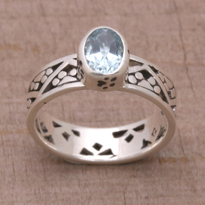 Blue topaz single stone ring, Paws for a Cause