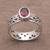 Garnet single stone ring, 'Paws for a Cause' - Garnet and Sterling Silver Single Stone Ring from Bali thumbail
