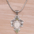 Peridot pendant necklace, 'Moonlight Warrior' - Peridot and Sterling Silver Face Necklace from Bali (image 2b) thumbail
