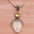 Citrine pendant necklace, 'The Chosen' - Citrine and Sterling Silver Face Pendant Necklace from Bali (image 2) thumbail