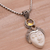 Citrine pendant necklace, 'The Chosen' - Citrine and Sterling Silver Face Pendant Necklace from Bali (image 2c) thumbail