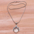Multi-gemstone pendant necklace, 'Diamond Warrior' - Blue Topaz and Garnet Face Pendant Necklace from Bali (image 2c) thumbail