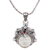 Multi-gemstone pendant necklace, 'Diamond Warrior' - Blue Topaz and Garnet Face Pendant Necklace from Bali (image 2d) thumbail