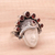 Garnet cocktail ring, 'Sunshine Knight' - Garnet and Sterling Silver Face Cocktail Ring from Bali thumbail