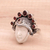 Garnet cocktail ring, 'Sunshine Knight' - Garnet and Sterling Silver Face Cocktail Ring from Bali (image 2c) thumbail