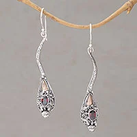 Featured review for Gold accented garnet dangle earrings, Dragon Queen