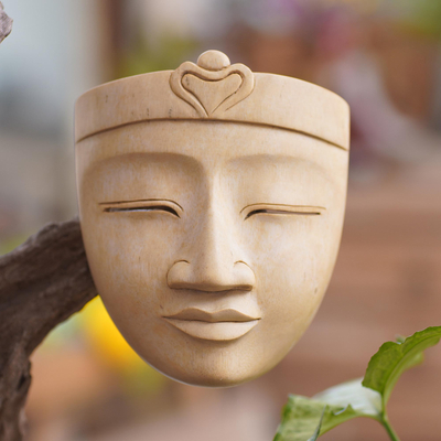 Maske aus Hibiskusholz - Handgefertigte Buddha-Maske aus Hibiskusholz aus Bali