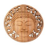 Wood relief panel, 'Berry Buddha' - Handcrafted Suar Wood Buddha Relief Panel from Bali