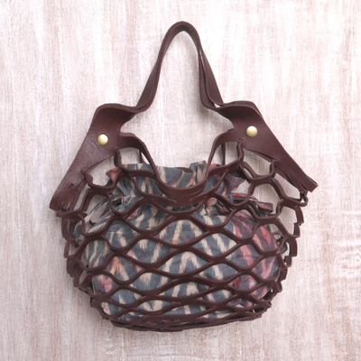 Leather shoulder bag, Sea Green Nest