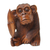 Holzskulptur - Realistisch signierte handgeschnitzte Skulptur eines Orang-Utans