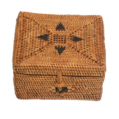 Ate grass decorative box, 'Trawangan Treasure' - Handcrafted Ate Grass Decorative Box from Bali