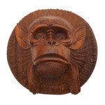 Wood mask, 'Alpha Chimpanzee' - Handcrafted Suar Wood Chimpanzee Mask from Bali