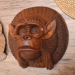 Wood mask, 'Alpha Chimpanzee' - Handcrafted Suar Wood Chimpanzee Mask from Bali