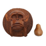 Wood mask, 'Alpha Chimpanzee' - Handcrafted Suar Wood Chimpanzee Mask from Bali