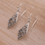 Blue topaz dangle earrings, 'Diamond Vines' - Handmade Sterling Silver and Blue Topaz Dangle Earrings